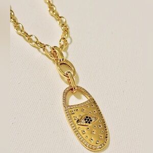 Evil eye pendant necklace, 18K gold plated necklace, rolo chain NEW